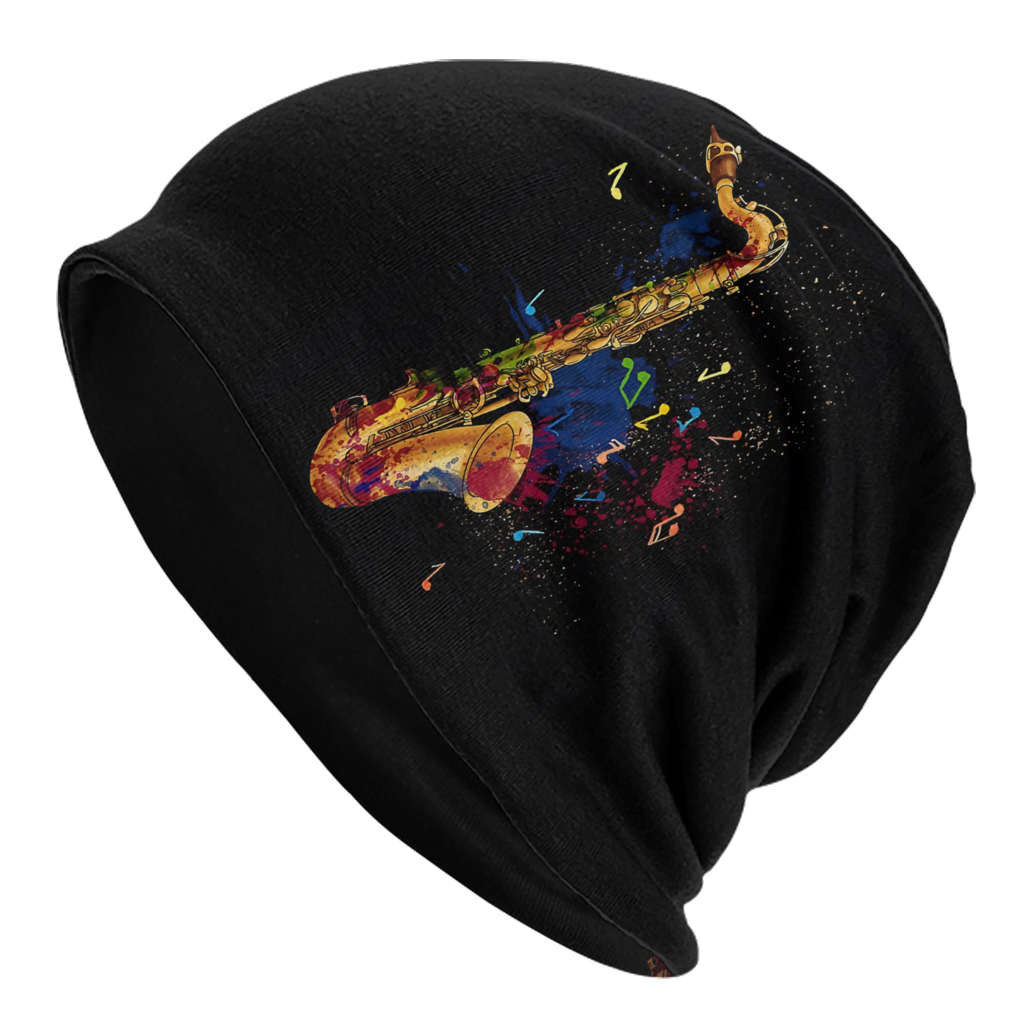 

1pc Saxophone Art Hat, Polyester 95% Elastane 5% Knitted Skull Cap For Men,