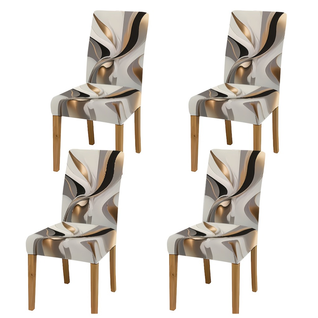 TEMU Luxury Marble-patterned Stretchable Dining Chair Covers Suitable For & Hotel Use, Elastic Closure, Machine Washable Sofa Protectors With Marble,
