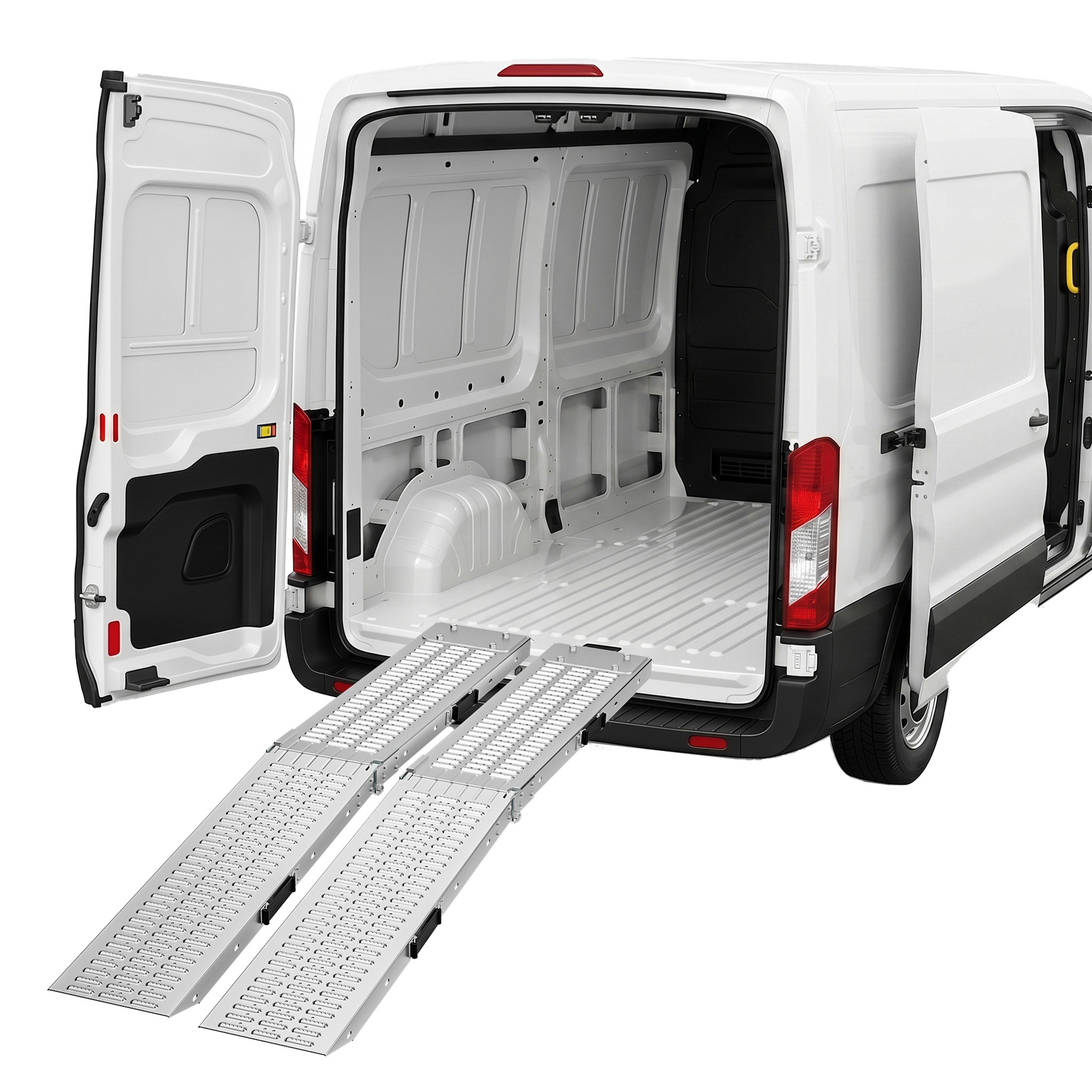 Image of Foldable Loading Ramp 2pcs Folding Loading Ramps, Access Ramps, Foldable, 180 X 5 Cm, Silvery, Heavy-duty, 400 Kg Capacity, With Non-slip Surface And Carry Handle, For Goods Transport