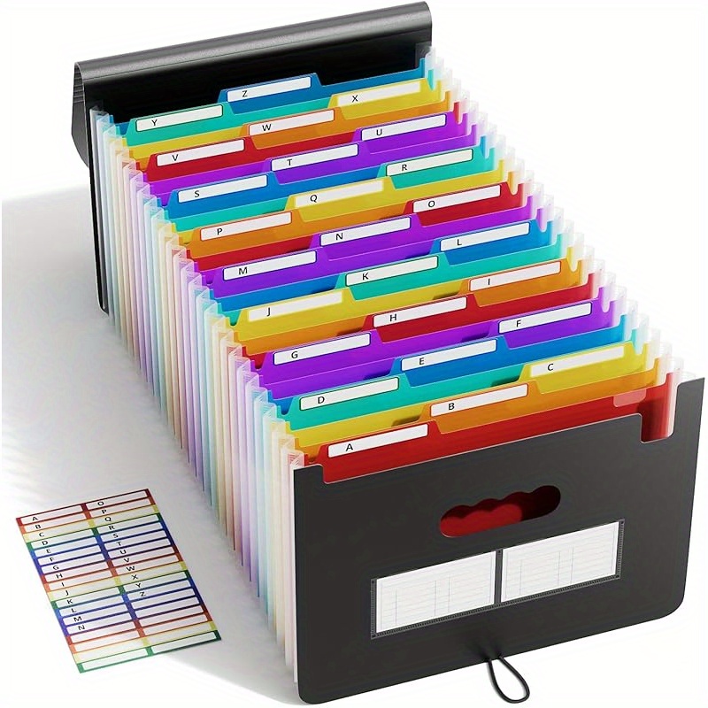 TEMU 26 Pocket File Organizer, Expanded File Folders, Portable Monthly Receipt Storage Box, With Colorful A-z Labels, Desktop Folder Letter A4 Paper