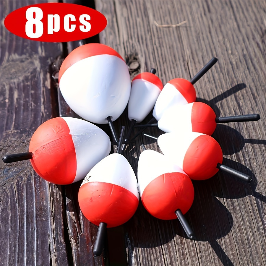 8-pack Red And White Eva Foam Hard Float For Long-distance Fishing, Featuring High , Suitable For Export Fishing Gear