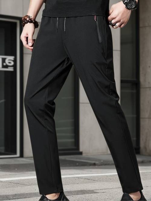 mens quick drying pants summer straight thin casual sports nine minute zipper pants plus size