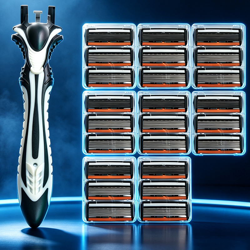 TEMU Rasoir Manuel avec 1 Manche + 24 Recharges. Lavable Intégralement, Remplacement de Lame . Lames en Acier Inoxydable pour un Rasage Doux. Idéal