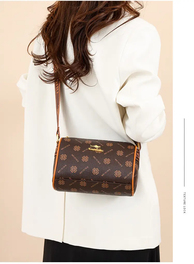 stylish dark brown floral print crossbody bag for women large capacity vintage inspired shoulder handbag with zip closure casual and commuting commuting handbag stylish womens accessory bag details 26