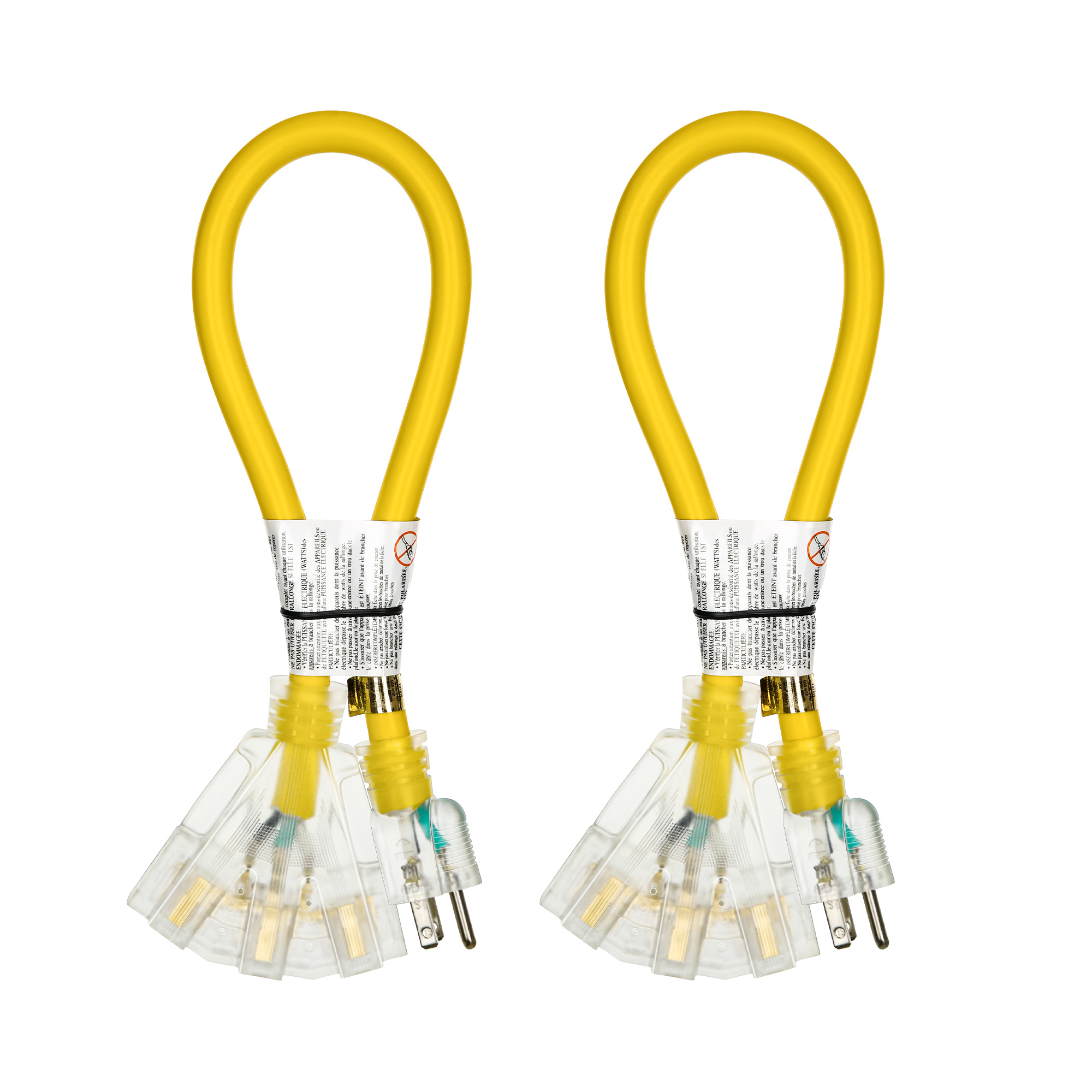 TEMU DEWENWILS 2FT 12/3 Gauge Extension 2Pack, SJTW 15A Haute Puissance, Splitter, Prise à LED Lumineuse, Jaune