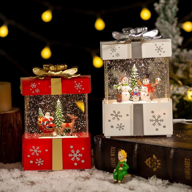 

1pc Christmas Snow With Music Box, Automatic Drifting Snowflakes, Plastic Decor, Santa Claus Night Light, Holiday Gift For Family