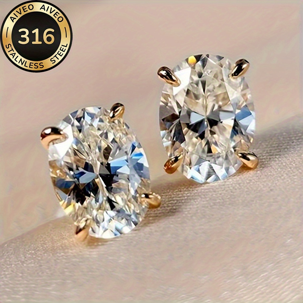 Image of High-quality Stainless Steel Golden Ear Studs, Hypoallergenic, Anti-tarnish, , Minimalist And Elegant, Fashionable Women's Earrings For Daily Wear Or Parties, Women's Fashion Jewelry, A Gift For Women