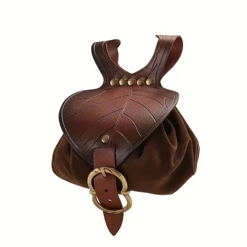 TEMU Medieval Renaissance Coin Purse Waist Bag, Portable Elf Leaf Drawstring Pouch, Suitable For Larp Ren Literary Festival Halloween Costume