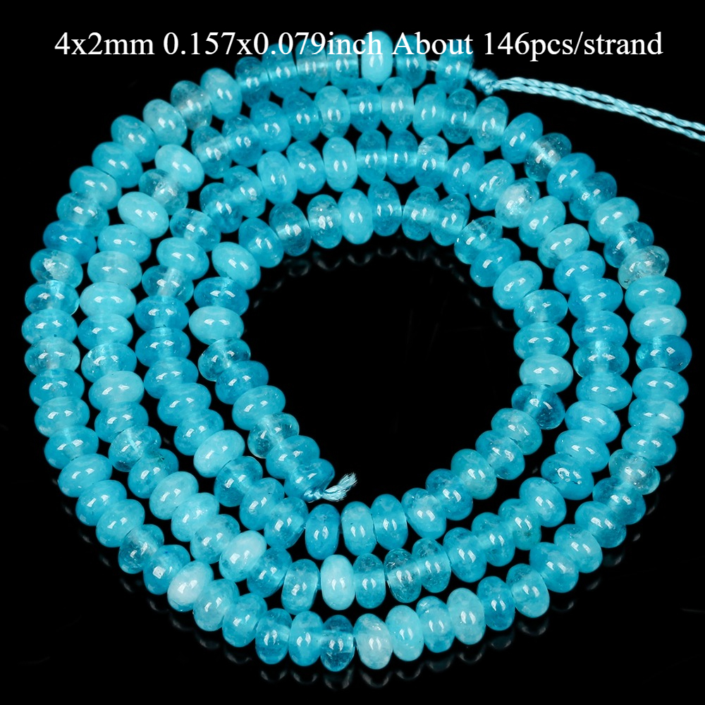TEMU 4x2mm 146pcs Natural Amazonite Chalcedony Stone Beads Rondelle Shape Loose Round Spacer Beads For Jewelry Making Handmade Diy Bracelets Necklace