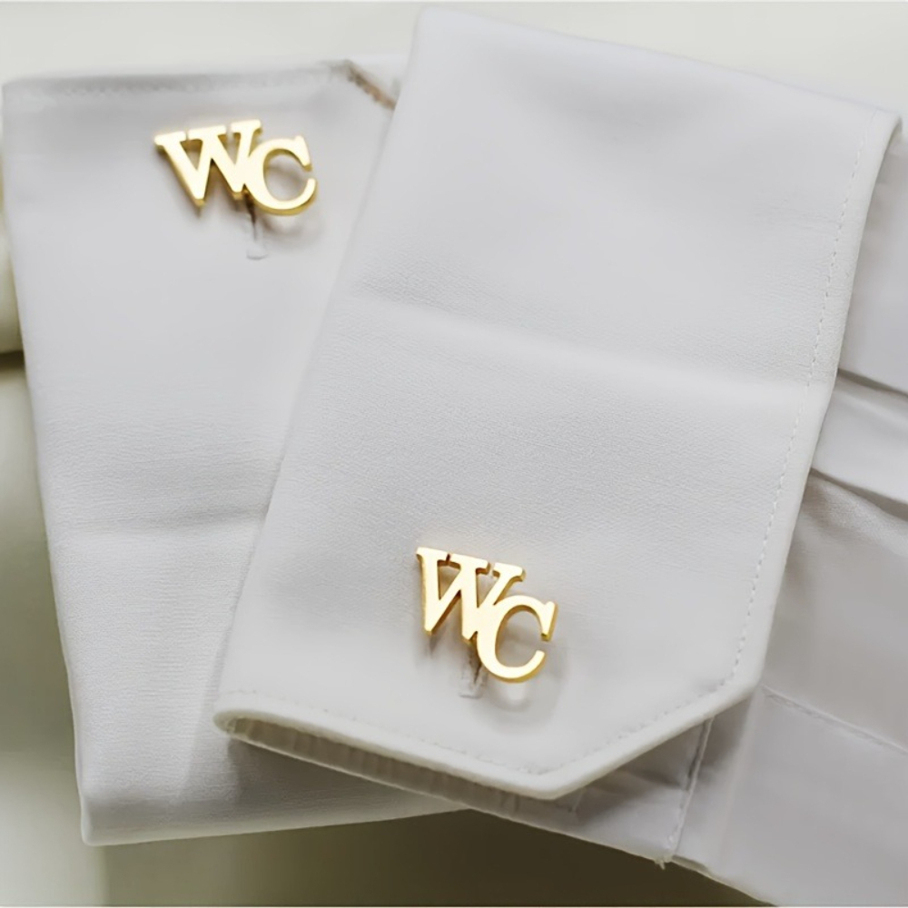 TEMU Paire de boutons de manchette personnalisés minimalistes à deux lettres pour hommes, boutons de manchette individuels faciles à double lettre,