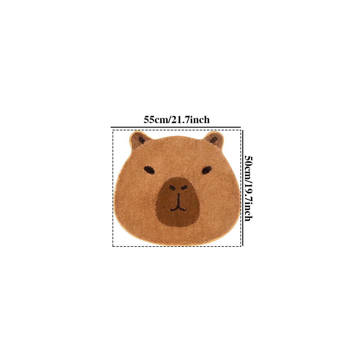 TEMU A Faux Cashmere Carpet Weighing 1000g, 10mm Thick, Measuring 50x55cm. This Non-slip, Soft, And Fluffy Floor Mat Features A Cute Capybara Design,