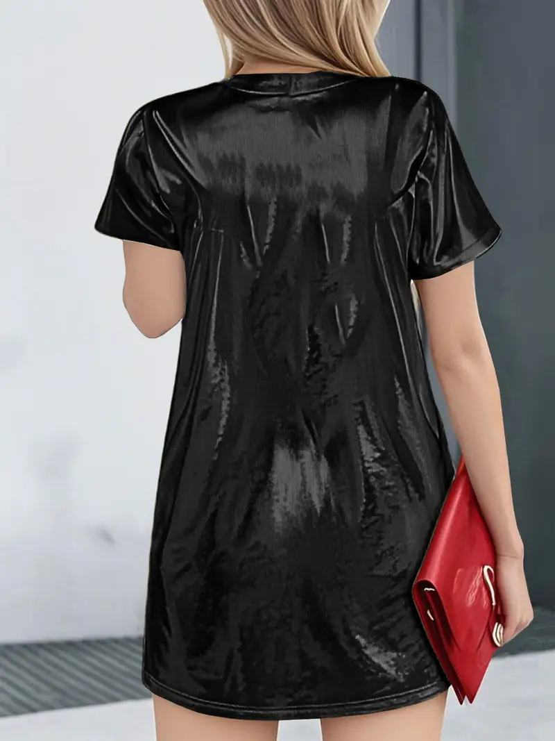 black sequin t shirt dress ASOS DESIGN 2 in 1 black T-shirt dress with sequin midi skirt