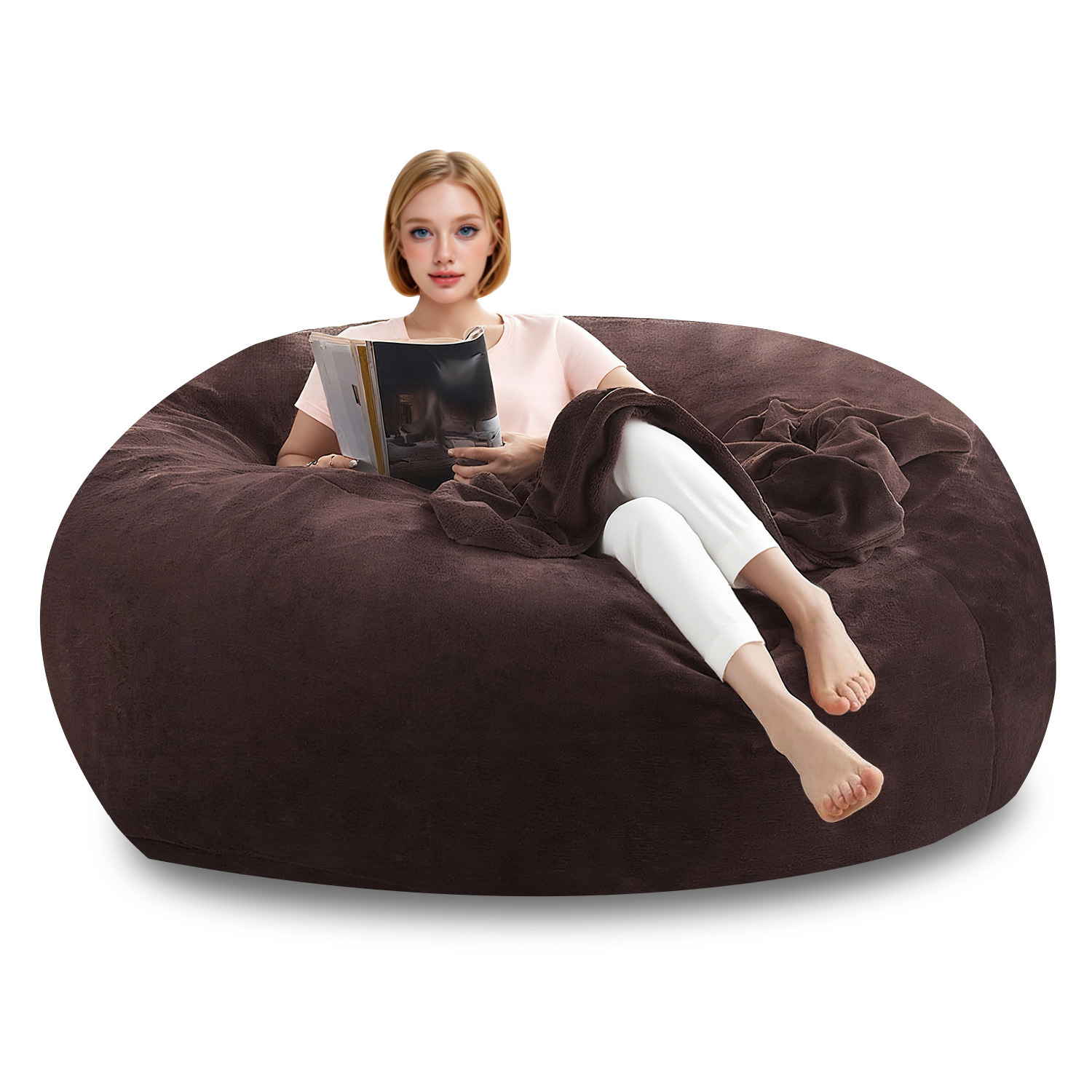 Large 4ft/5ft/6ft Bean Bag Chair Compatible for Adults - Oversized Sofa Bed Lounger with Memory Foam & Micro Velvet Cover, Soft Foam-Filled Furniture, Multi-Color Options (No Assembly) for Living Room, Bedroom - Ideal for Adults & - Image 12