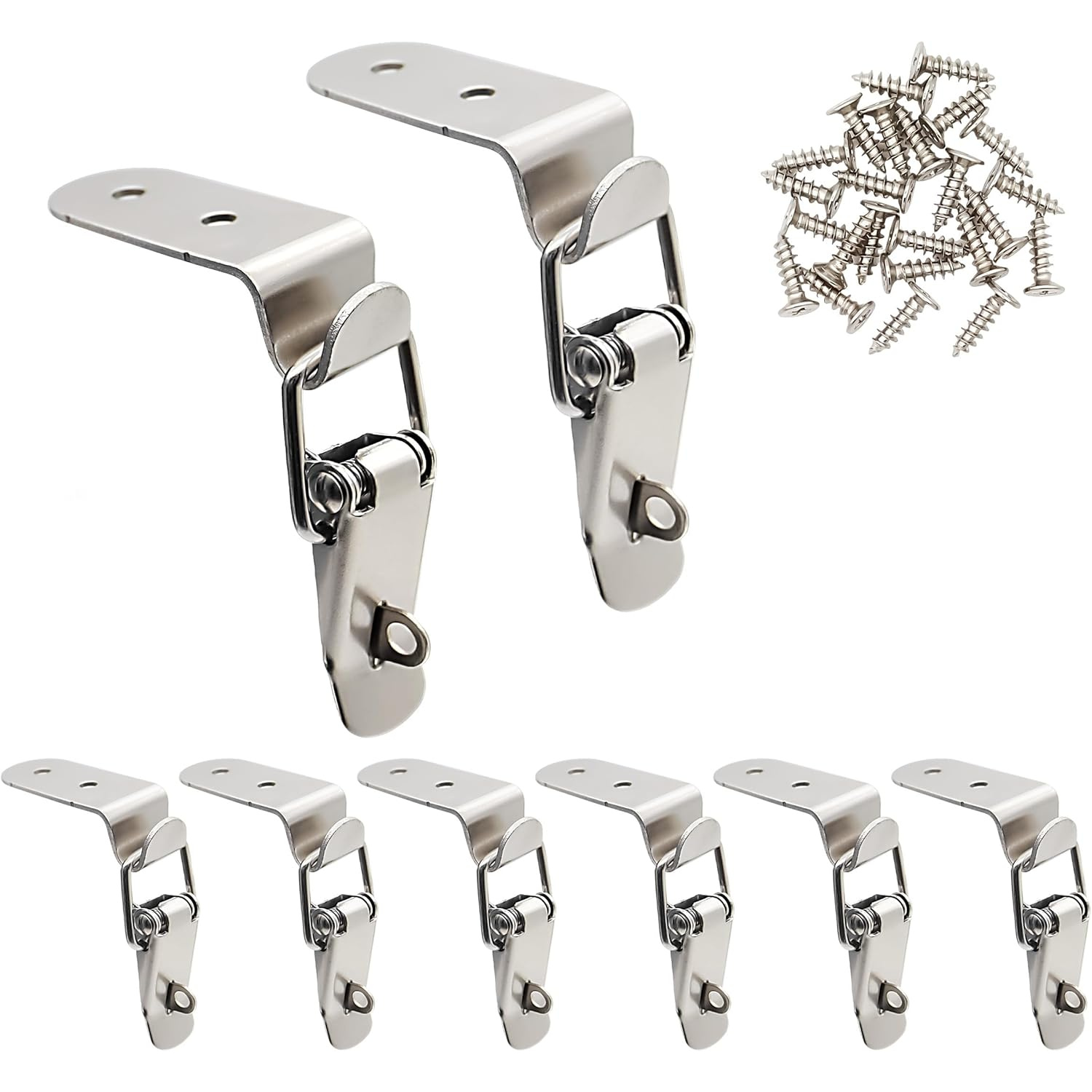8pcs 90 Degree Spring Toggle Lock, With Hasp And Mounting Screws, Suitable For Cabinet Doors, Barn Doors, Wooden Boxes