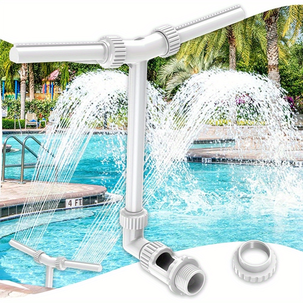 Water Fountain Dual Spray Adjustable Pool Waterfall Fountain With Adapter Aerator For Over Inground Warm Water Temperatures