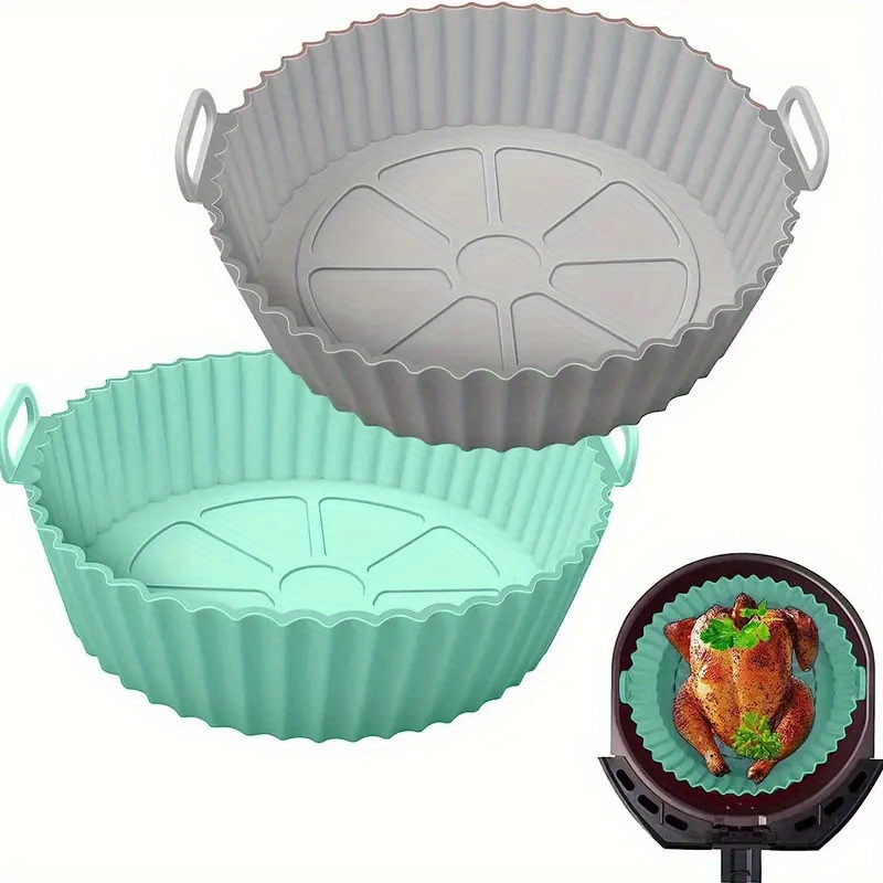 1pc 8-Inch Reusable Air Fryer with Silicone Lining - Easy to Clean, Non-Stick Oven and Microwave Safe, Ideal for Home Cooking and Baking, Air Fryer Accessories