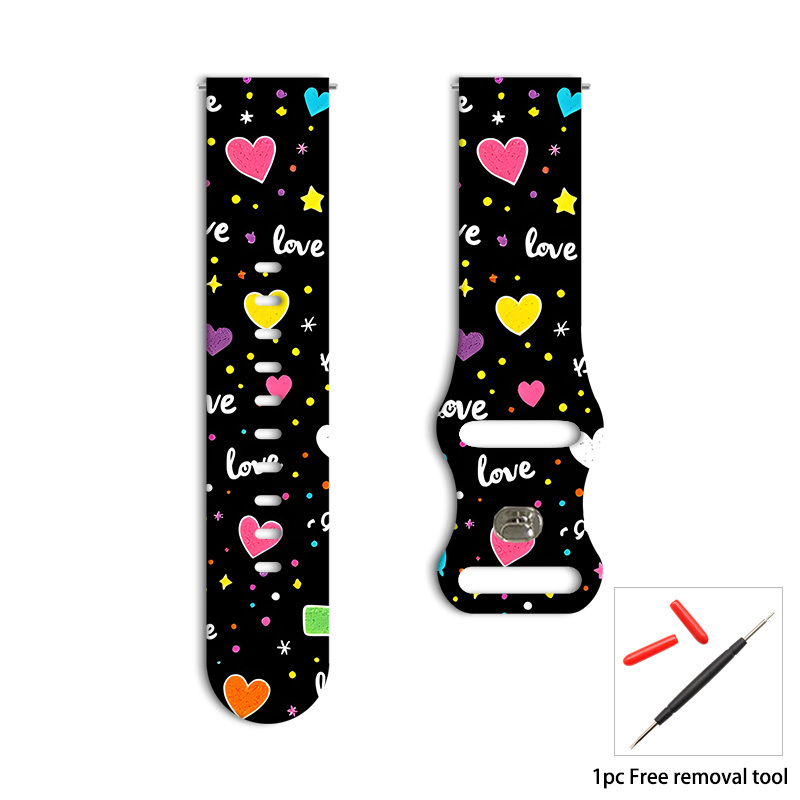 TEMU Día de San Valentín y Tema de Corazones Coloridos ~ Correa de Reloj de Silicona Premium de 20 mm 22 mm - Correa Deportiva Impermeable de Rápida