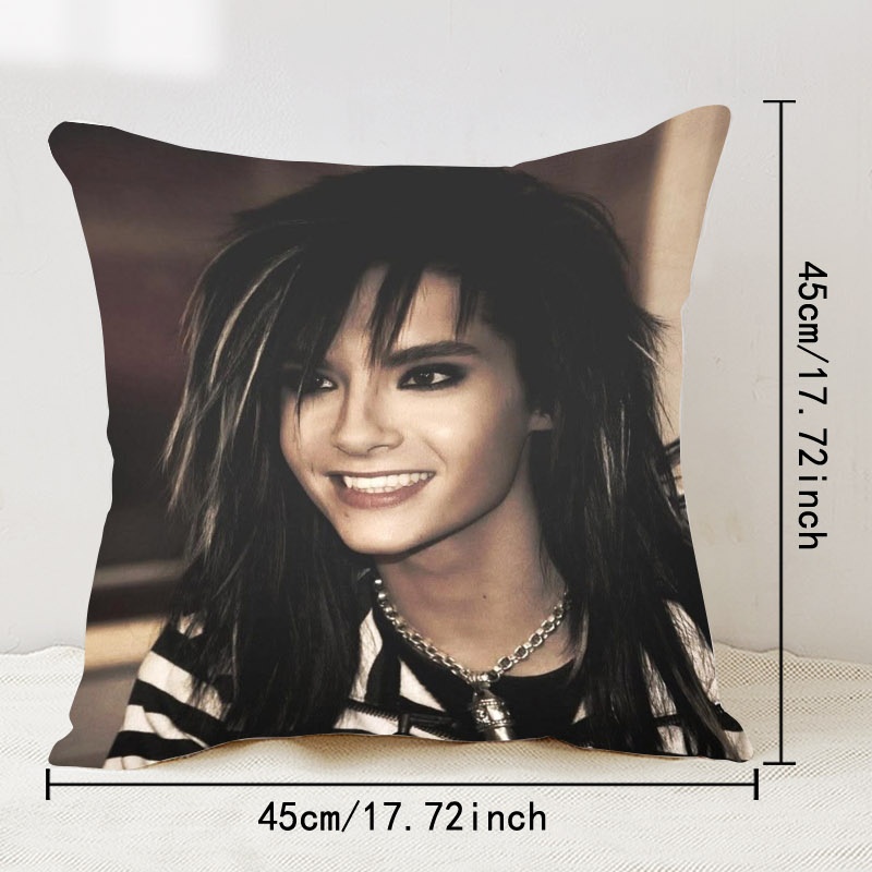 TEMU Edgy Smiling Portrait Print Throw Pillow Cover, -friendly Short Plush, 45x45cm Single-sided Digital Printed Pillowcase With Zipper, Machine