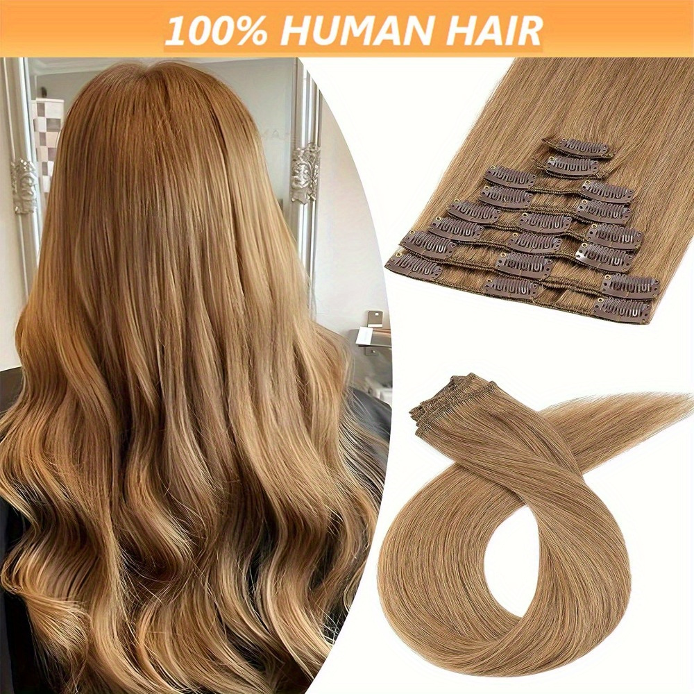 clip in hair extensions real human hair double weft thin Temu