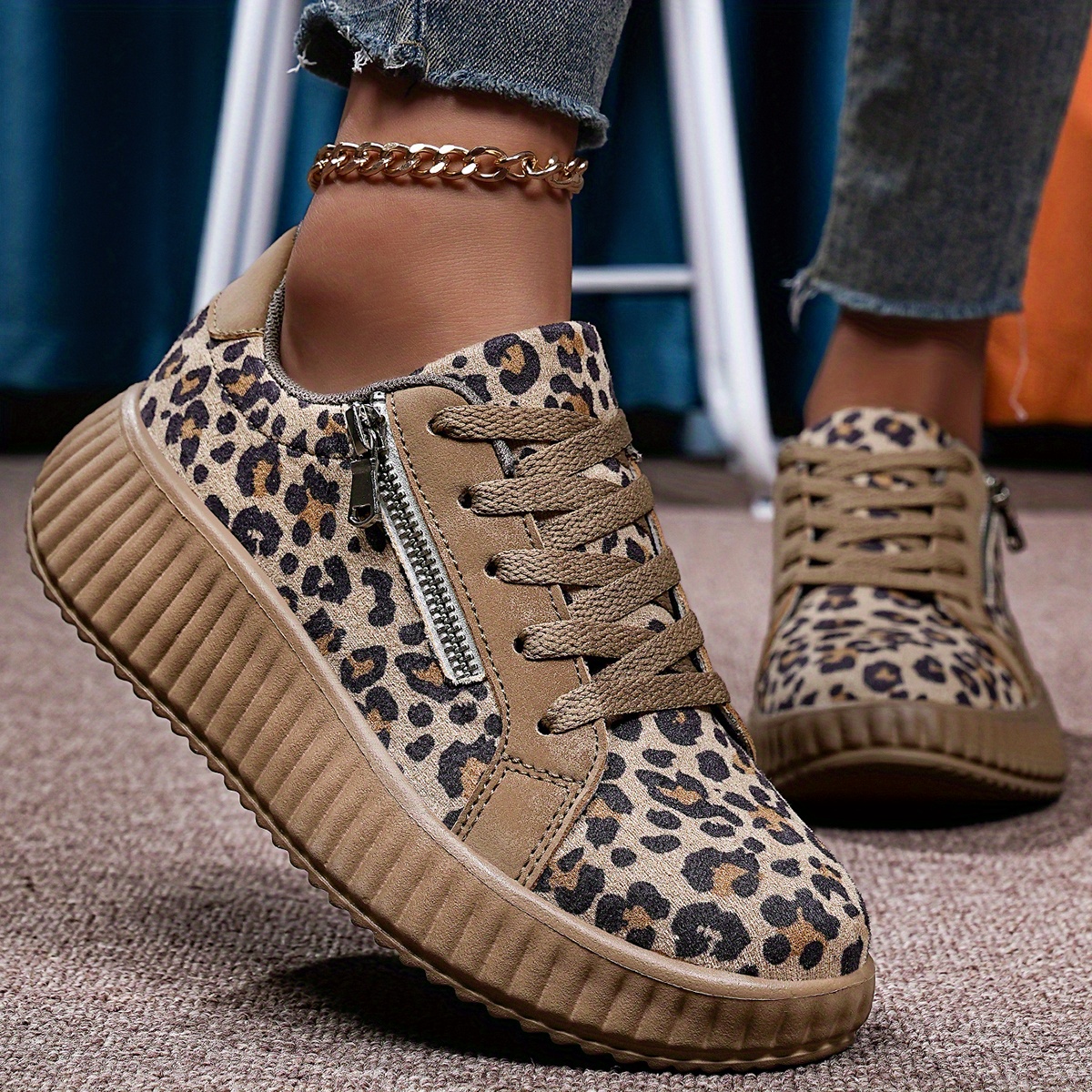 damen leopard print sneaker stilvolle bequeme Temu Germany