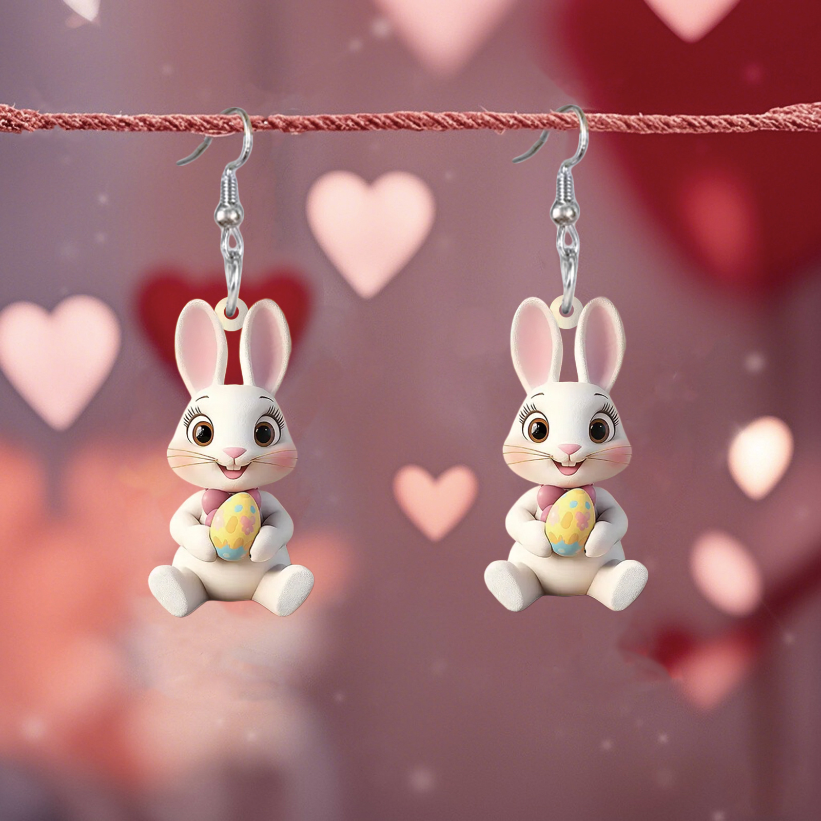 

1 Pair Cute Cartoon Rabbit Acrylic Drop Earrings, Vintage Style, Easter Gift, Daily , Vacation , No Feather, , Women's Jewelry