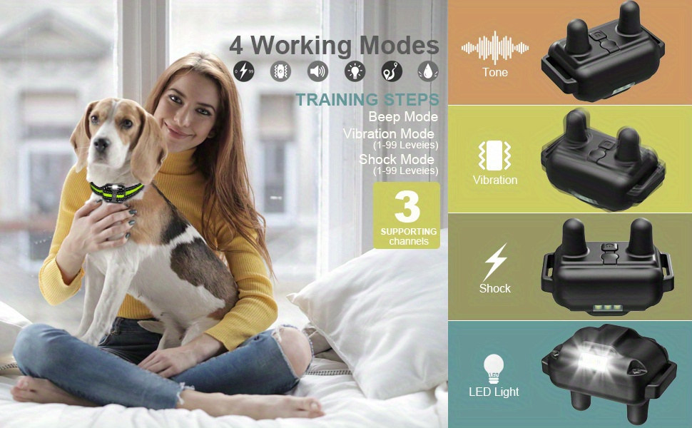 remote controlled electronic collar 2600   remote electric shock collar with 3   vibration   electric shock can   train all breeds of dogs Product details 4