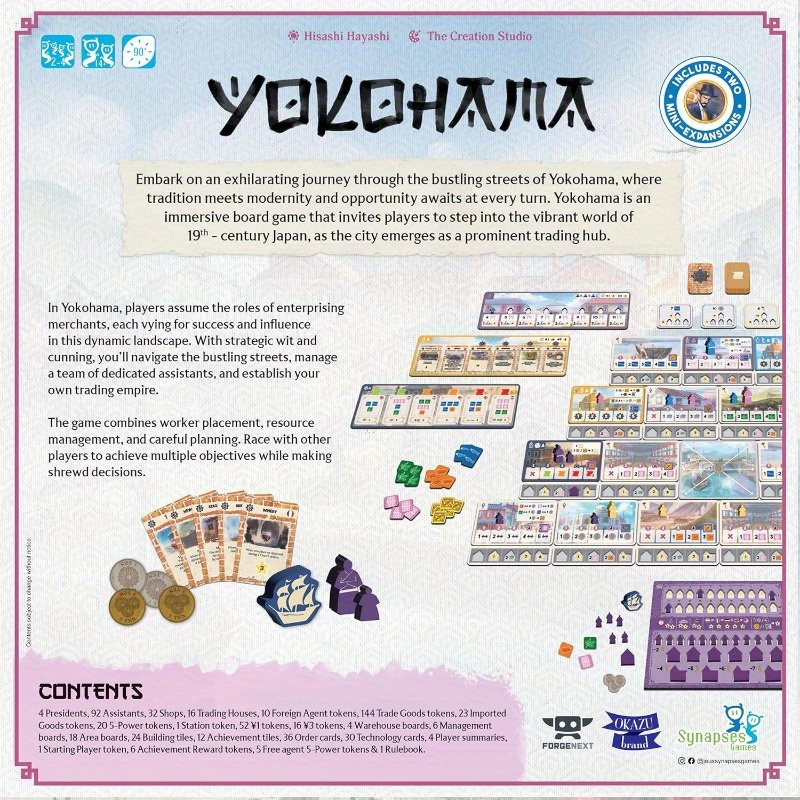 Yokohama Strategy Board Game Worker Placement Set in Japan 2 to 4 Players 90 Minutes Ages 14+