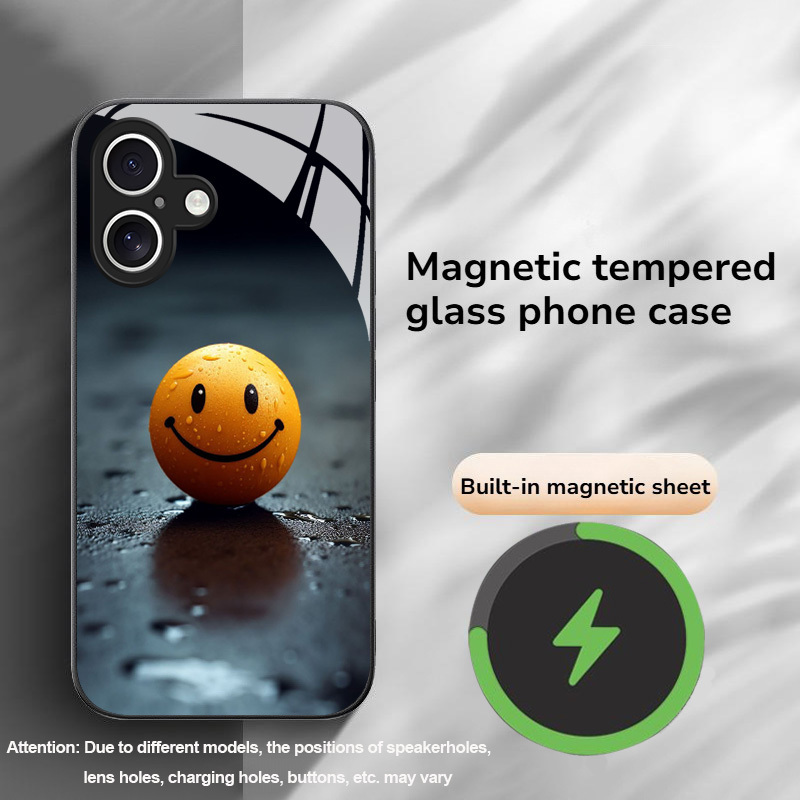 TEMU Phone Case: Trendy Innovative Face Pattern Magnetic Tempered Glass Phone Case, Compatible With Iphone X/xr/xs/xs Max/11/12/13/14/15/16/17