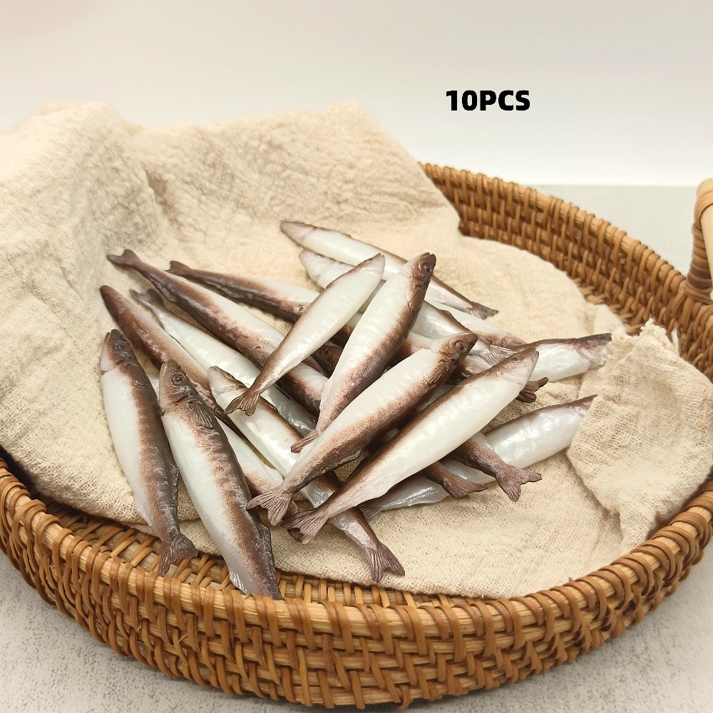 TEMU 10 Stk. realistische getrocknete Fischmodelle, geeignet für Bühnenrequisiten, asiatische Themendekorationen, künstliche Meeresfrüchte-Displays –