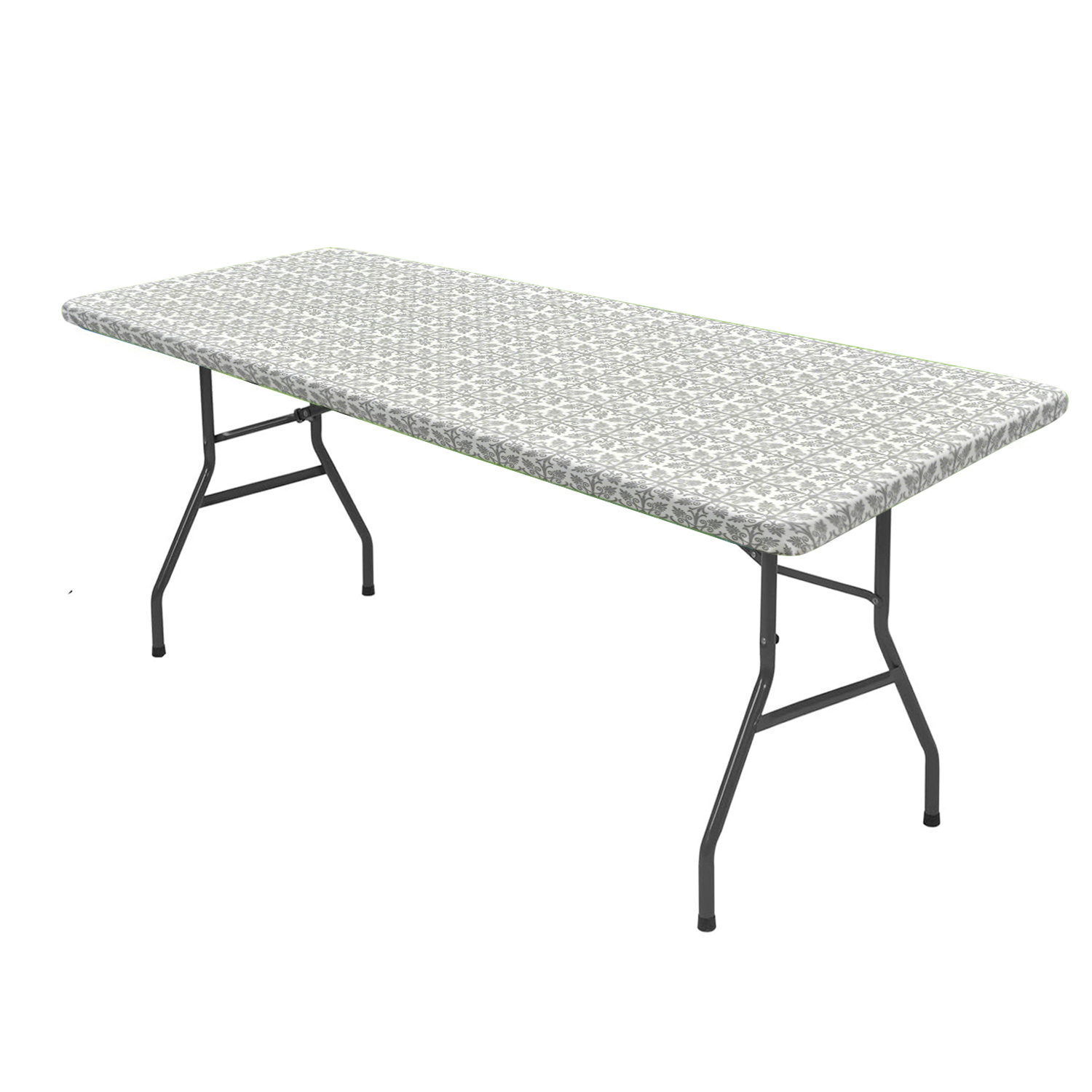 TEMU 1pc Half-wrapped Elastic Elastic Band Edge Tablecloth, Vintage Baroque Pattern Rectangular Printed Design Tablecloth, Stretch-fit Tablecloth,