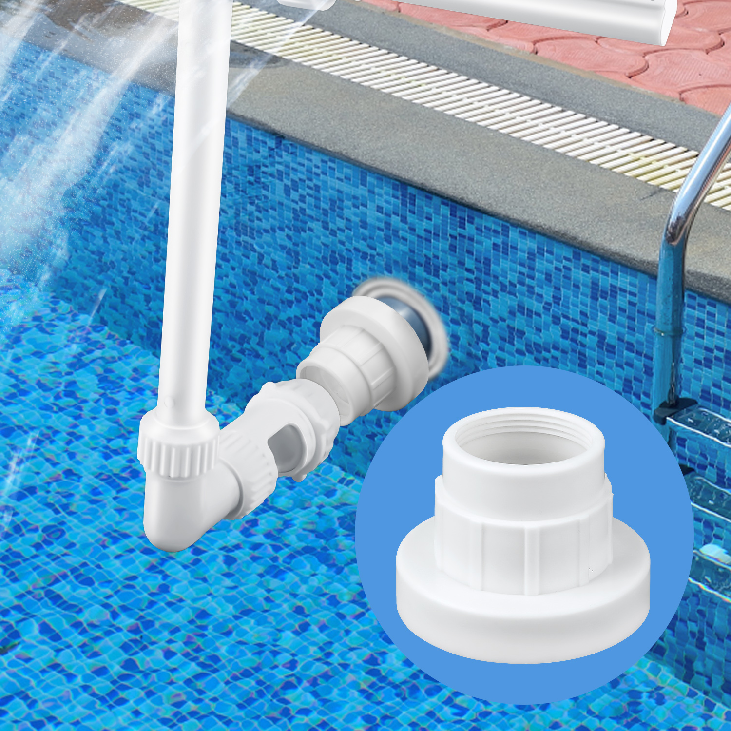 1pc Pool Fountain Connector, Dual Spray Water Feature Adapter For Above-ground Pool Additions