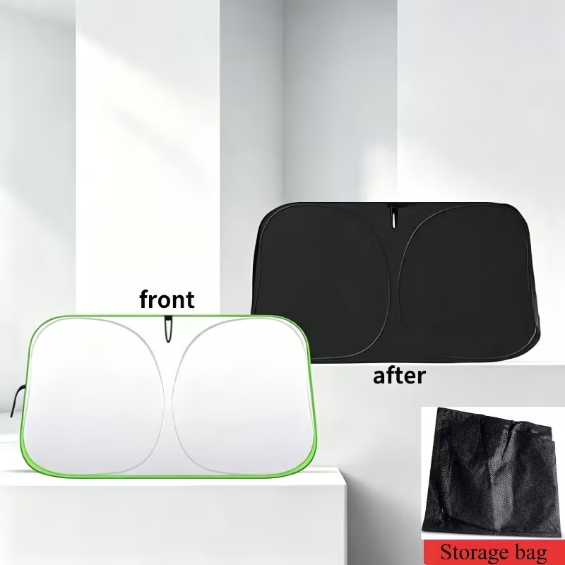 TEMU Car Windshield Sunshade – High-density Reflective Fabric, Full-edge , No-drill Uv-blocking Sunshade For In-car Protection And Privacy, Foldable