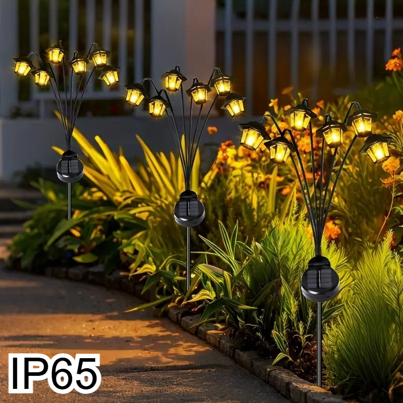 1 outdoor solar lantern   with 6 warm light leds with a     suitable for courtyard and   very suitable for garden landscape decoration ip65