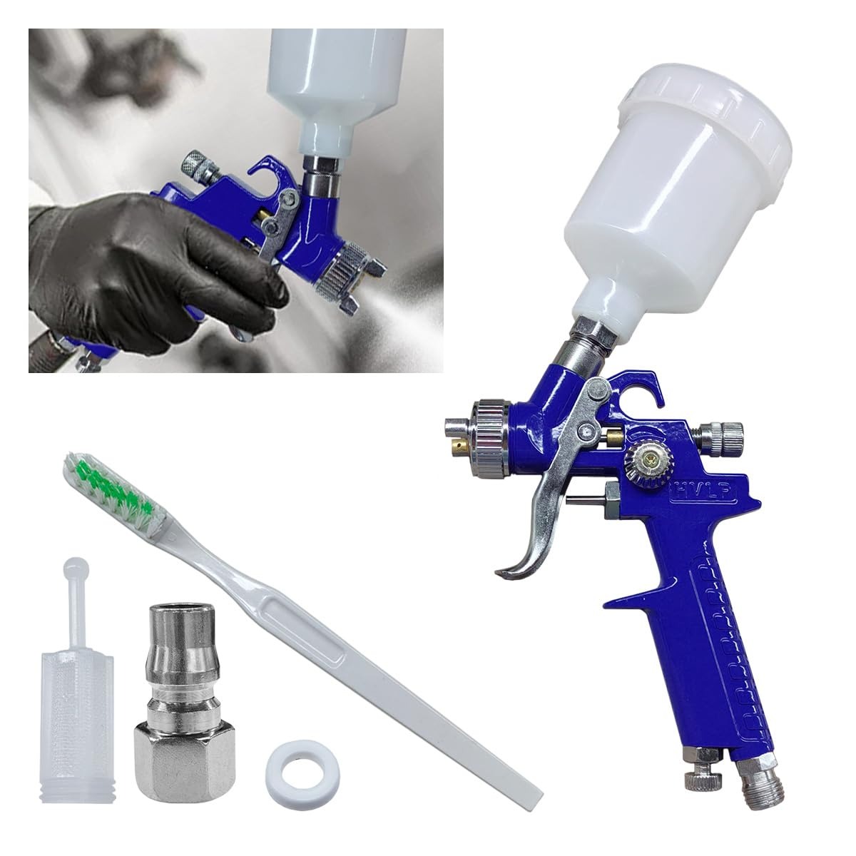 Image of Mini Hvlp Touch Up Spray Gun With 1mm Nozzle, 125 Cc Cup Gravity Feed Air Paint Sprayer Spot Repair, Spray Paint Gun For Car Furniture Painting, Auto Primer, Wall Painting (1.0)