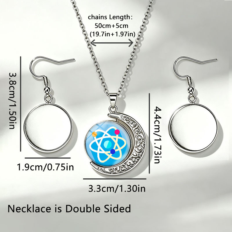 3pc Atomic Science Jewelry Set, Unisex Gift