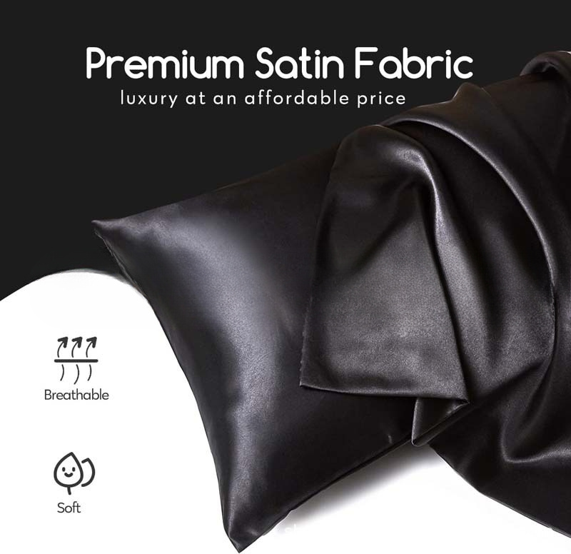 1pc luxury satin pillowcase soft breathable   solid color with envelope closure machine washable   home bedding details 2