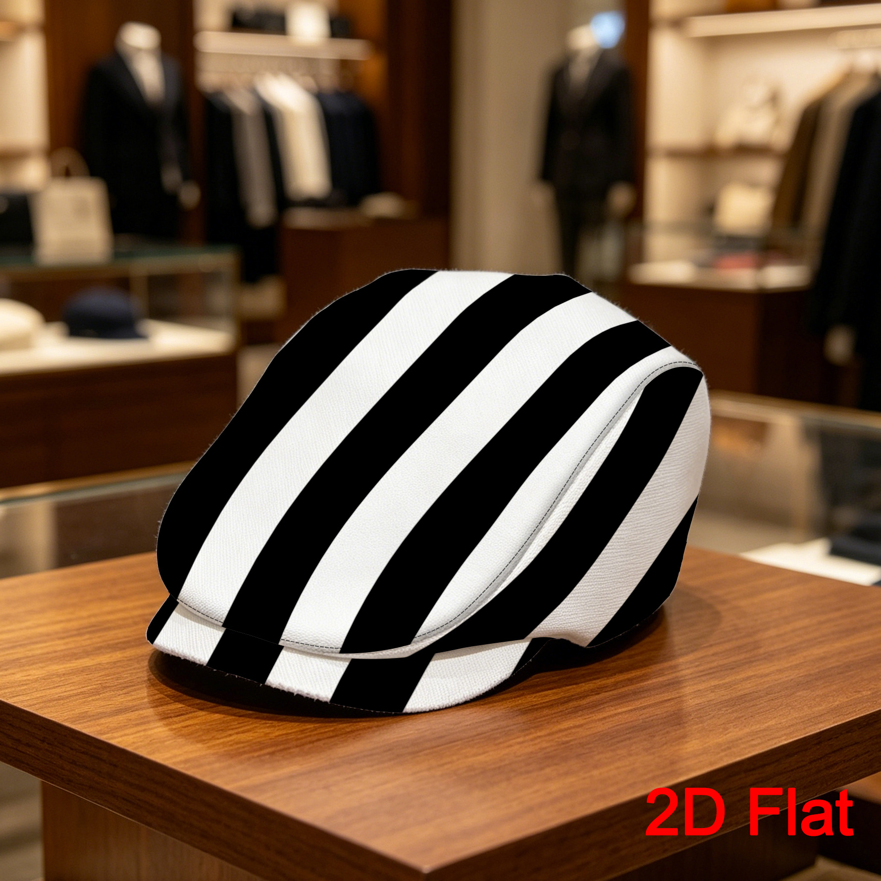 TEMU 1pc 2d Flat With Black And Print Hat Men Beret Hat Vintage Hat Pattern Print Lightweight Hand Washable Ideal For Outdoor Activities Mardi Gras