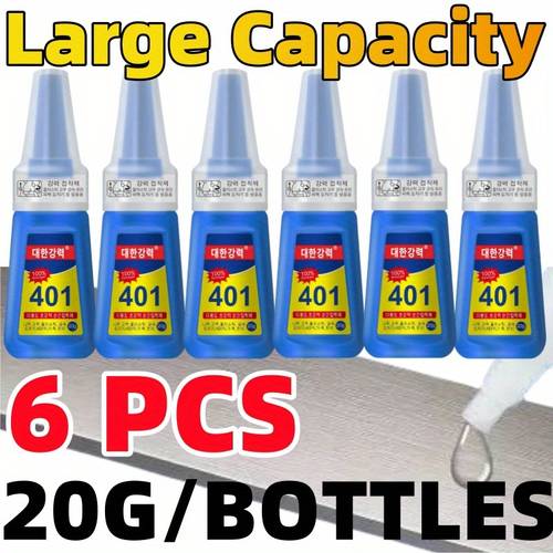 3 6pcs 401 super 20 strength quick drying heat resistant and heavy duty universal multi sided suitable for crafts automobiles household repair nail metal plastic wood