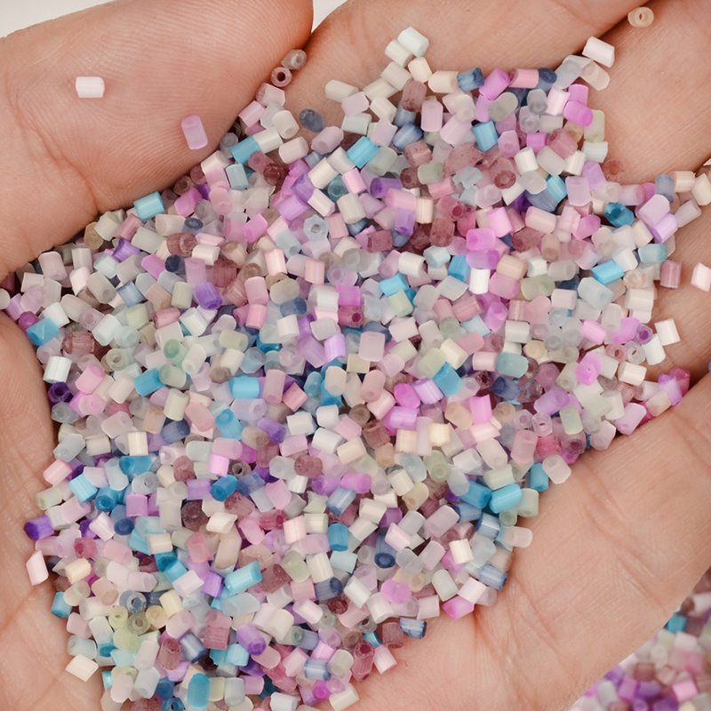2200pcs 2mm Matte Frosted Mini Glass Tube Beads