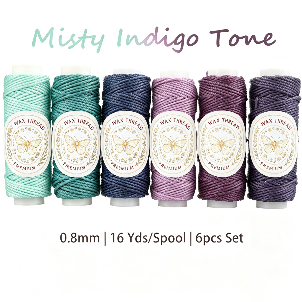 TEMU 6 Rolls Braided Waxed Thread Kit, Meters, 0.8mm Thick, Per Roll, Wax Coating, Smooth Tight & Wear-resistant String, Ideal For Leather Craft,
