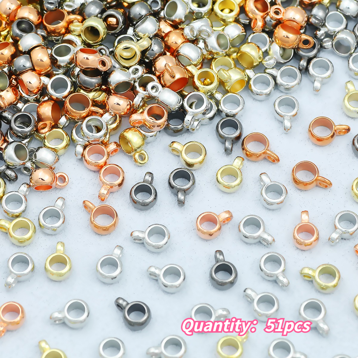 TEMU Pendentifs de perles à grand trou à boucle unique de 6/8 mm, 50 pièces, bijoux de mode, ajouts pour , bracelets d' et de couple, breloques de