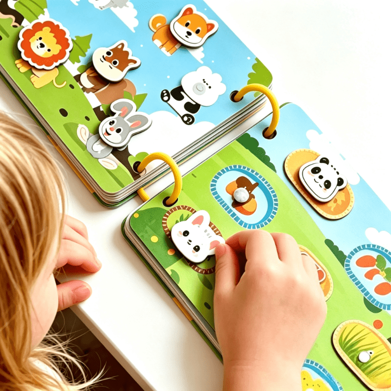 Animals Theme Interactive Quiet Book with Stickers
