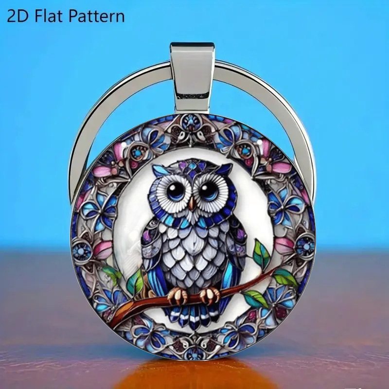 TEMU A Creative Vintage Owl Enamel Patterned Alloy Metal Keychain, Featuring A Cute Animal Design, Suitable For Men And Women As A Car Key Ring