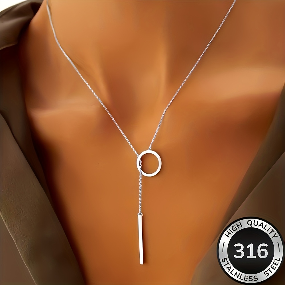 E-shop Bar Y-Halskette | Goldener/Silberner minimalistischer Anhänger | Hypoallergener Edelstahl | Farbecht & Anlauffest | Luxuriöses Accessoire für