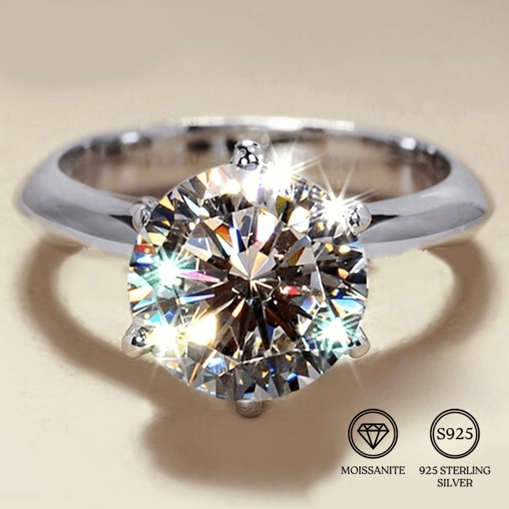 

Moissanite Promise Ring 925 Sterling Silver, For Engagement And Wedding, High Quality Gift For Women, In 0.5/1/2/3 Carat Sizes, Moissanite Jewelry, , College Style