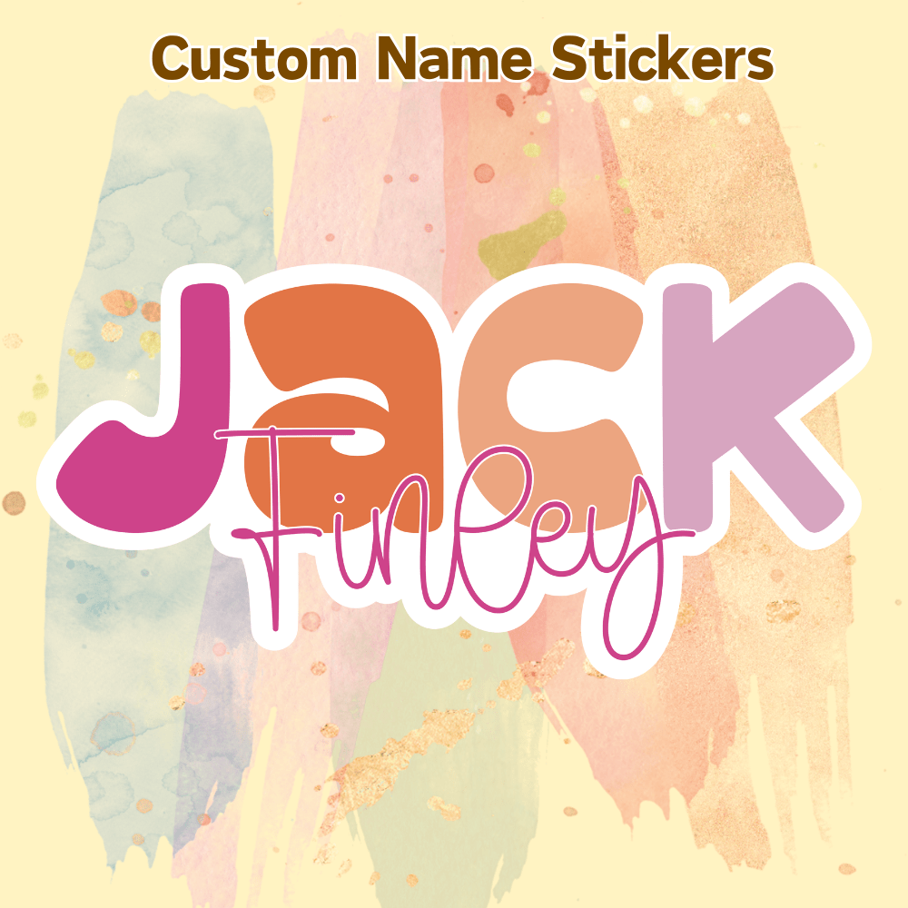 TEMU Custom Full Name Sticker, Retro Starburst Decal, Personalized Name Label, Cursive Overlapping Font, Suitable For Water Bottles, Laptops, Study