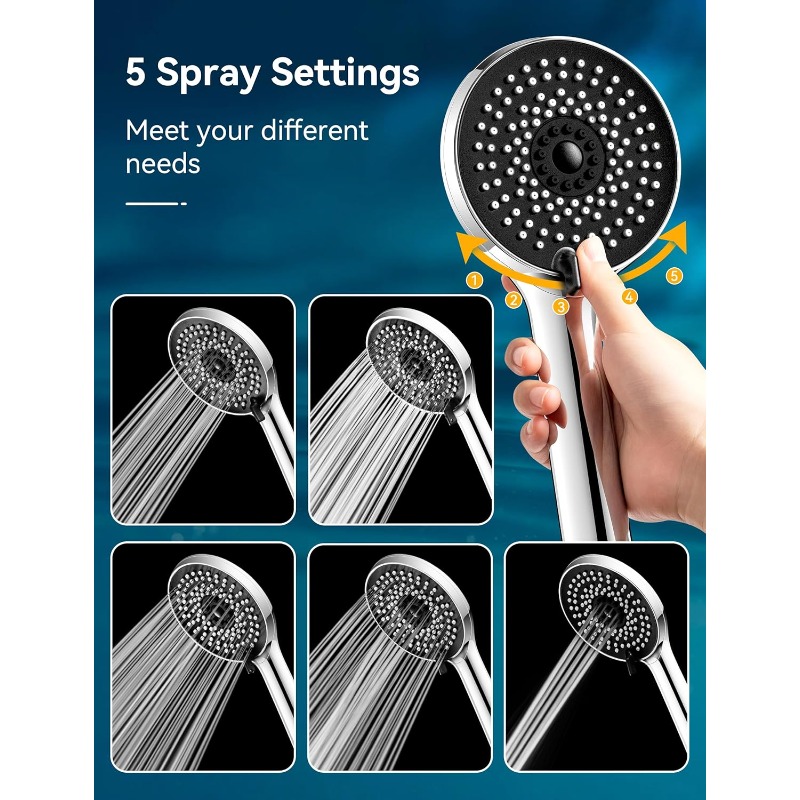 High Pressure Shower Head with 5 Different Modes