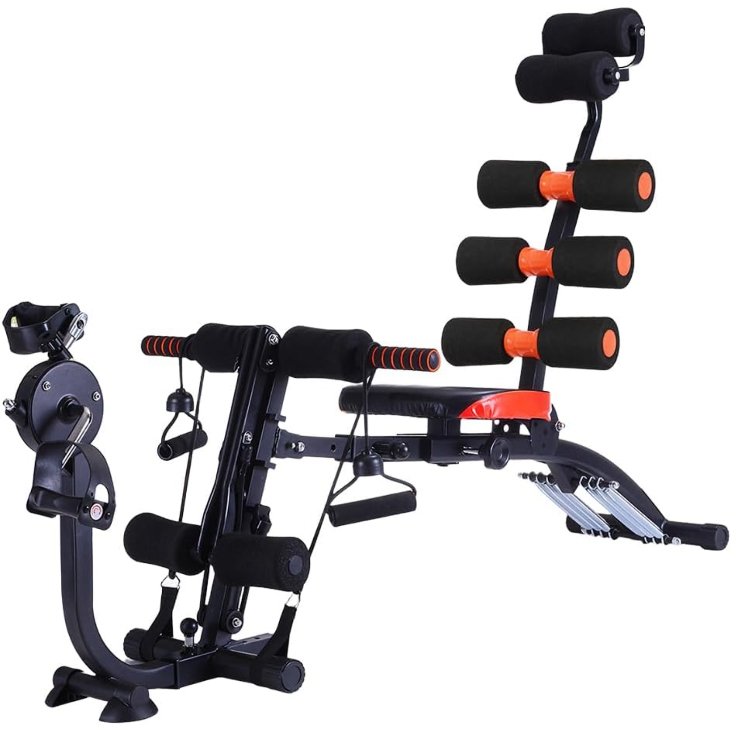 Foldable With Backrest And Wheels - Heavy Duty Metal Frame Core Trainer For Home Gym, Space- (black)