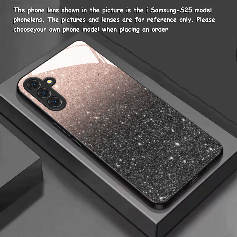 TEMU Phone Case - Pink And Black Starburst Pattern New Tempered Glass Black Phone Case For Galaxy