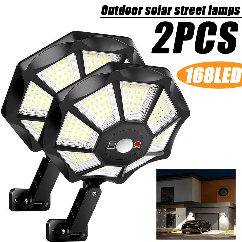TEMU 2pcs Solar Street Lights Outdoor - Wall Lights With Motion Sensor, Dusk To Dawn, Waterproof Commercial Grade For Yard, Barn, Parking Lots, , And